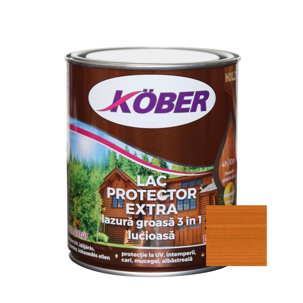 [ig5275-c0.75l] Lac-lazura groasa pentru lemn, Kober Extra 3 in 1, teak, interior-exterior, 0.75 L