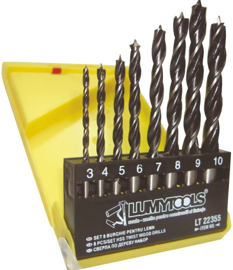 Set 8 burghie pentru lemn LT22355 3-10mm Lumytools