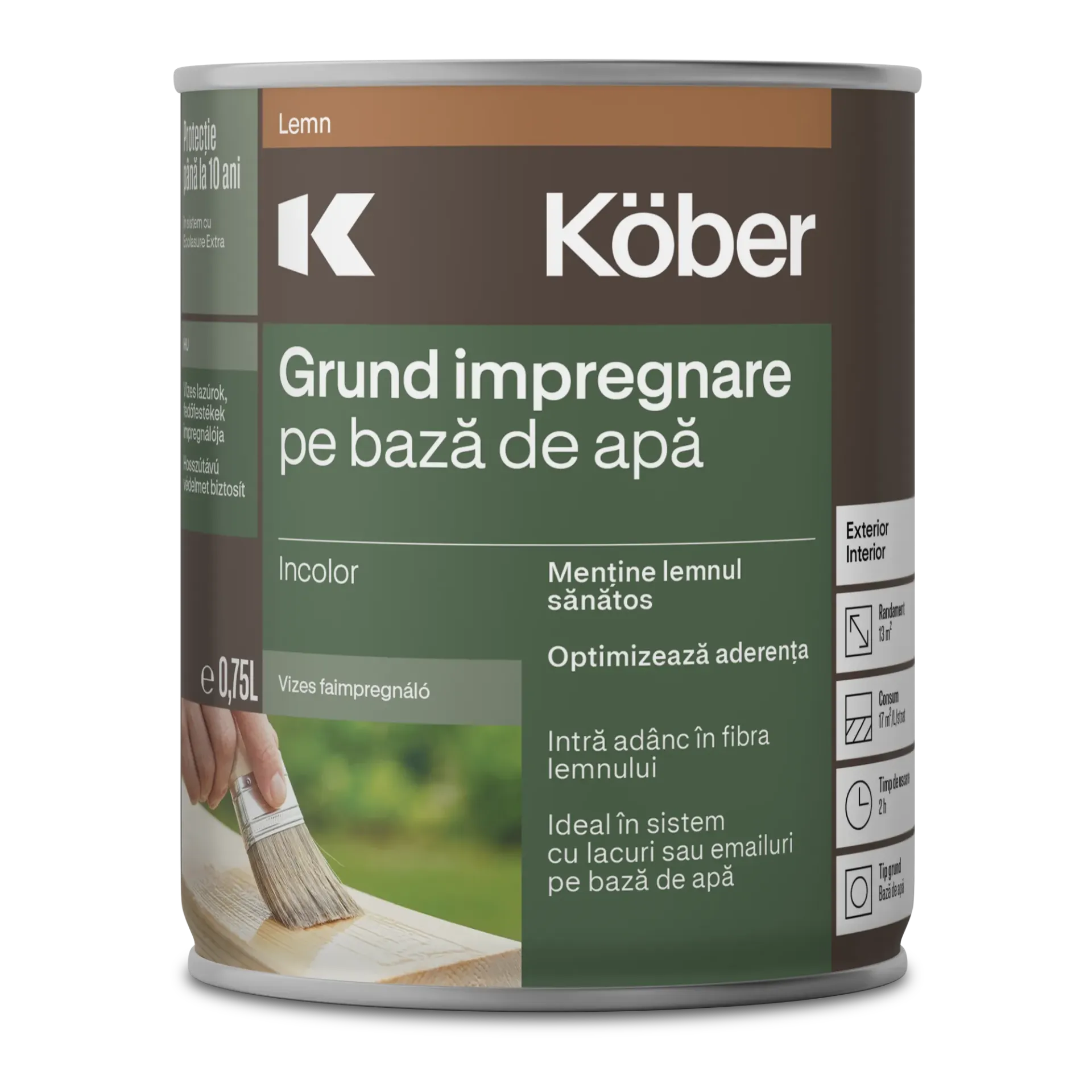 [ig8000-c0.75l] Impregnant pentru lemn Ecolasure IG8000, incolor, pe baza de apa, interior/exterior, 0.75l Kober