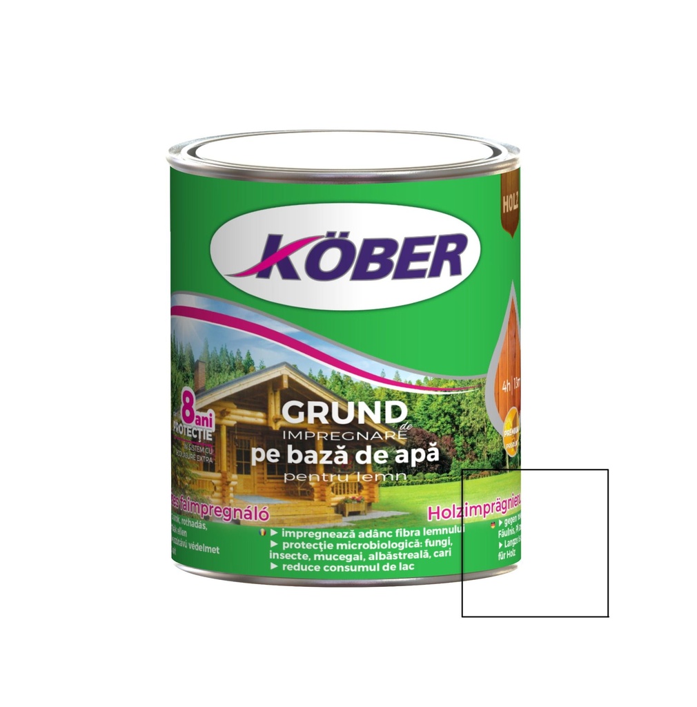 [ig8000-c0.75l] Impregnant pentru lemn Kober Ecolasure IG 8000, incolor, pe baza de apa, interior/exterior, 0.75 L