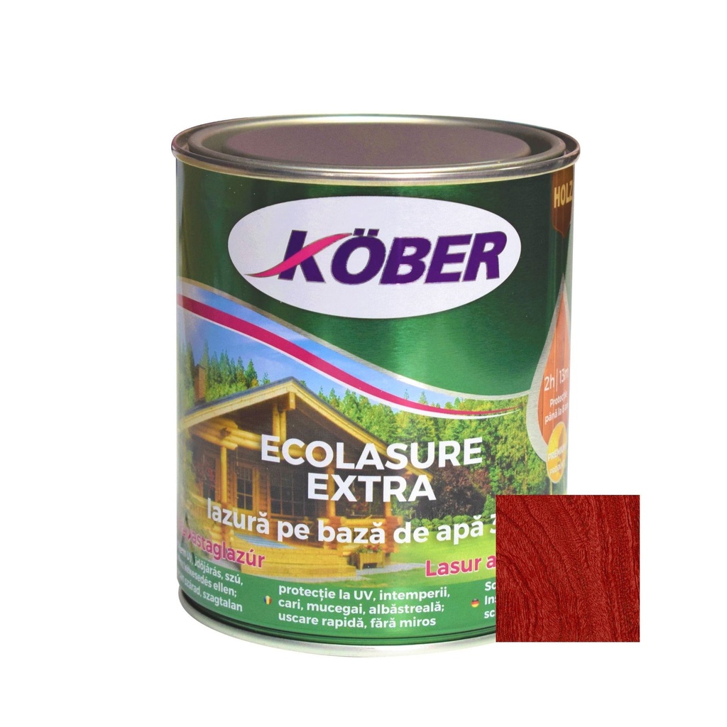 Ecolasure Extra, mahon, pe baza de apa, interior / exterior, 0.75 L Kober