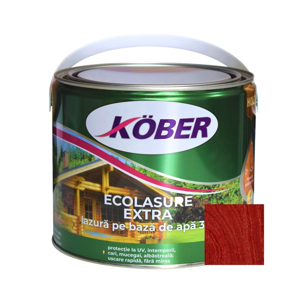 Ecolasure Extra, mahon, pe baza de apa, interior / exterior, 2.5 L Kober