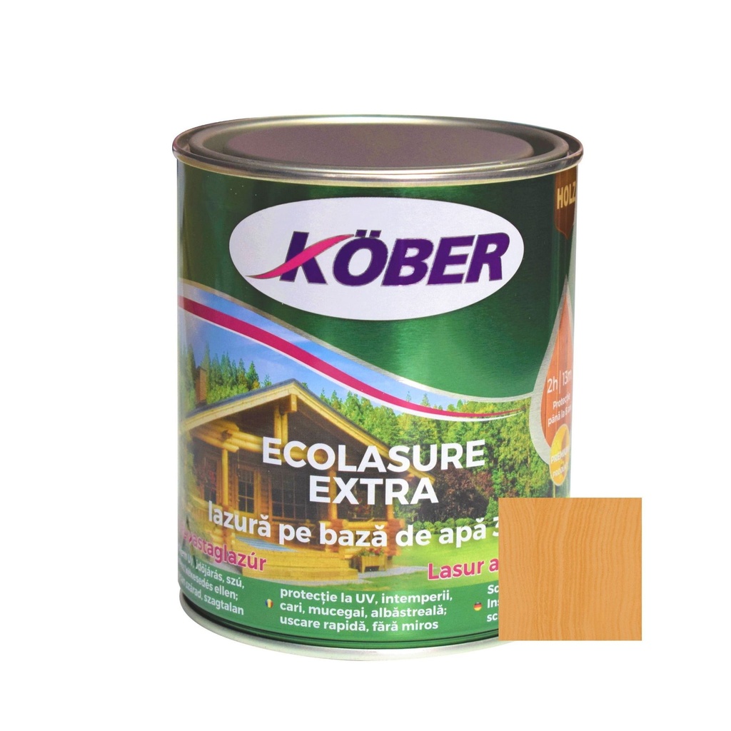 [ig8282-c0.75l] Ecolasure Extra, teak, pe baza de apa, interior / exterior, 0.75 L Kober