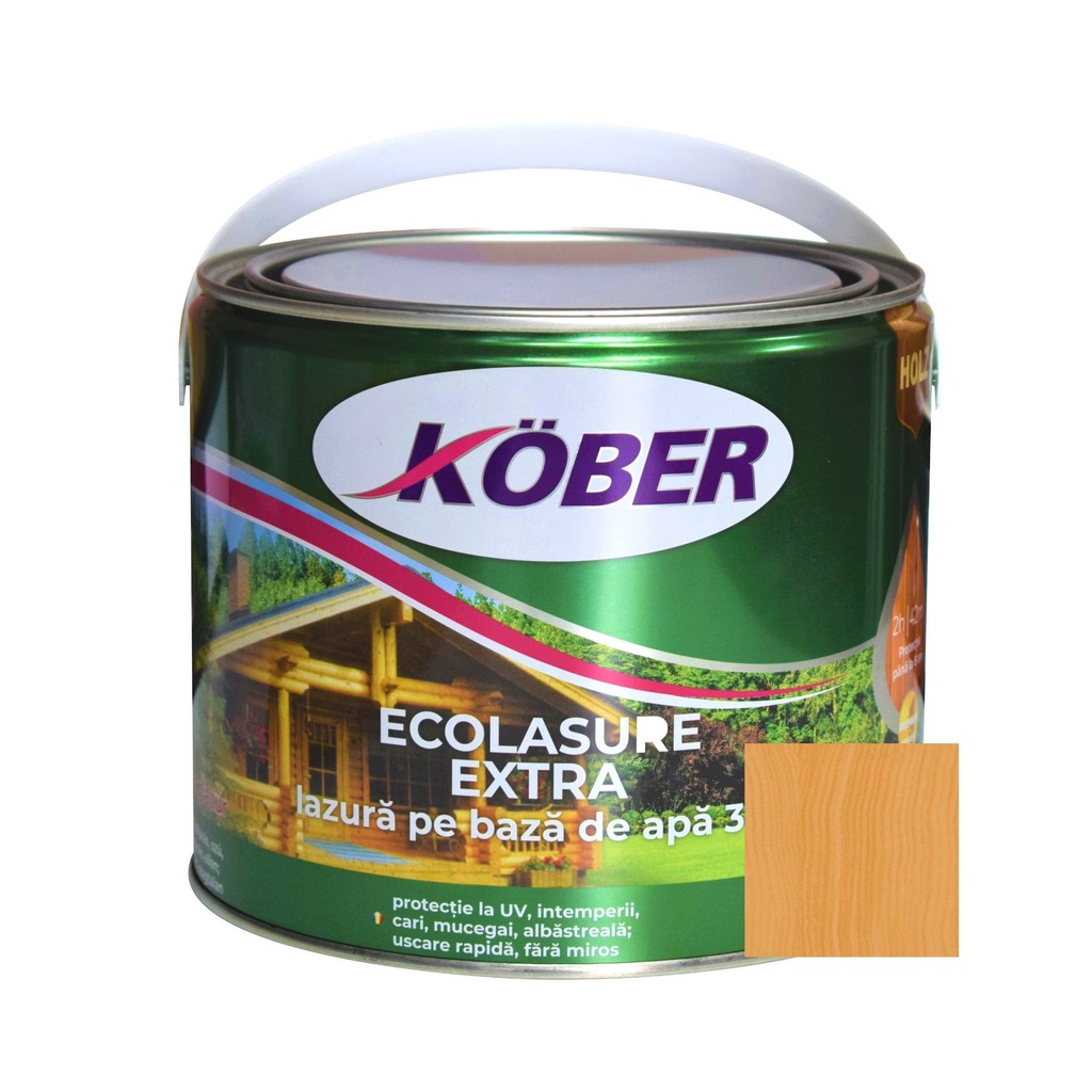 [ig8282-c2.5l] Ecolasure Extra, teak, pe baza de apa, interior / exterior, 2.5 L Kober