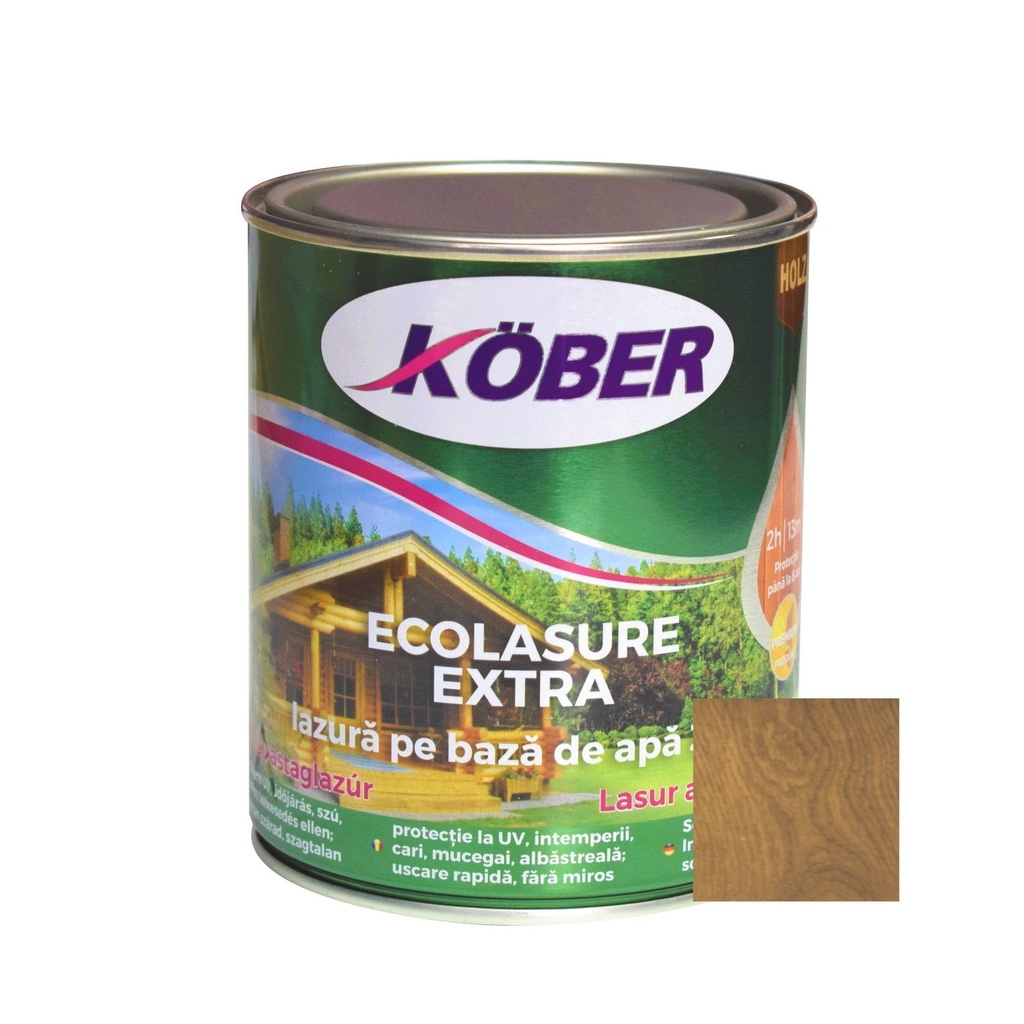 [ig8284-c0.75l] Ecolasure Extra, alun, pe baza de apa, interior / exterior, 0.75 L Kober