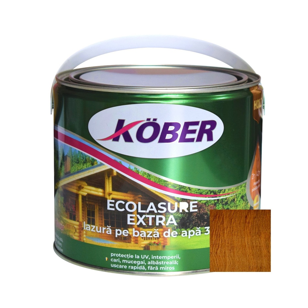 Ecolasure extra, stejar inchis, pe baza de apa, interior/exterior, 2.5l Kober