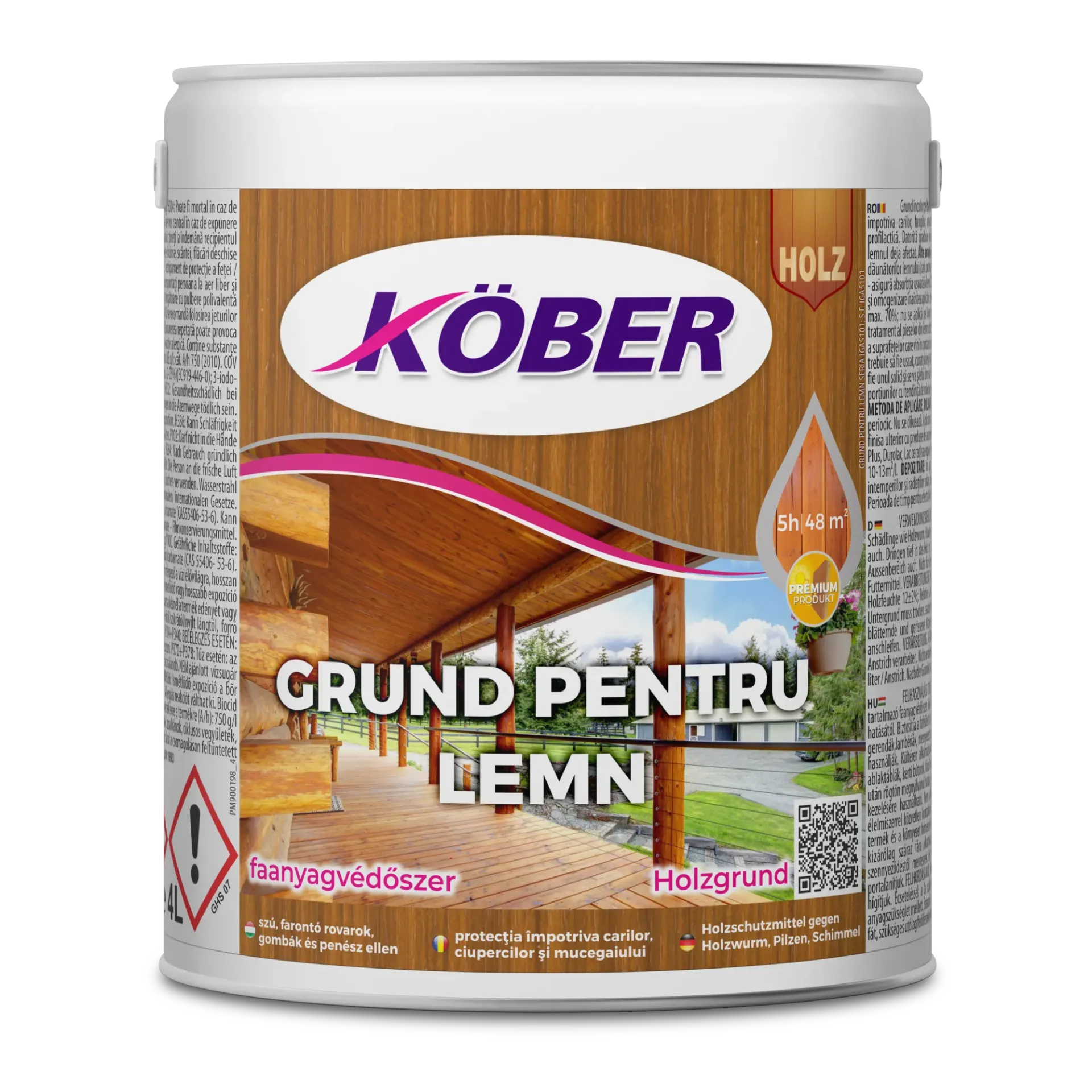 Grund pentru lemn cu efect anticarii, incolor, 4l Kober
