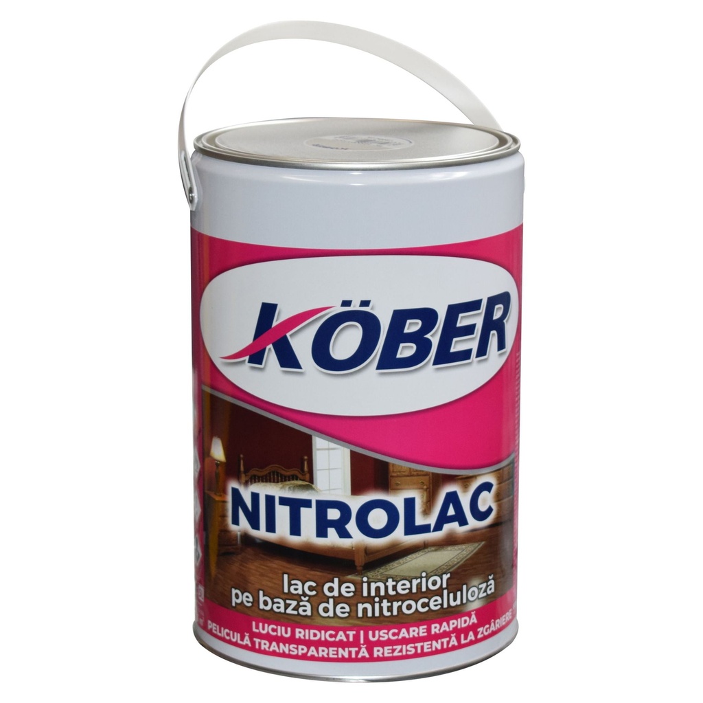 Lac pentru lemn Kober, nitrocelulozic, incolor, interior, 5 L