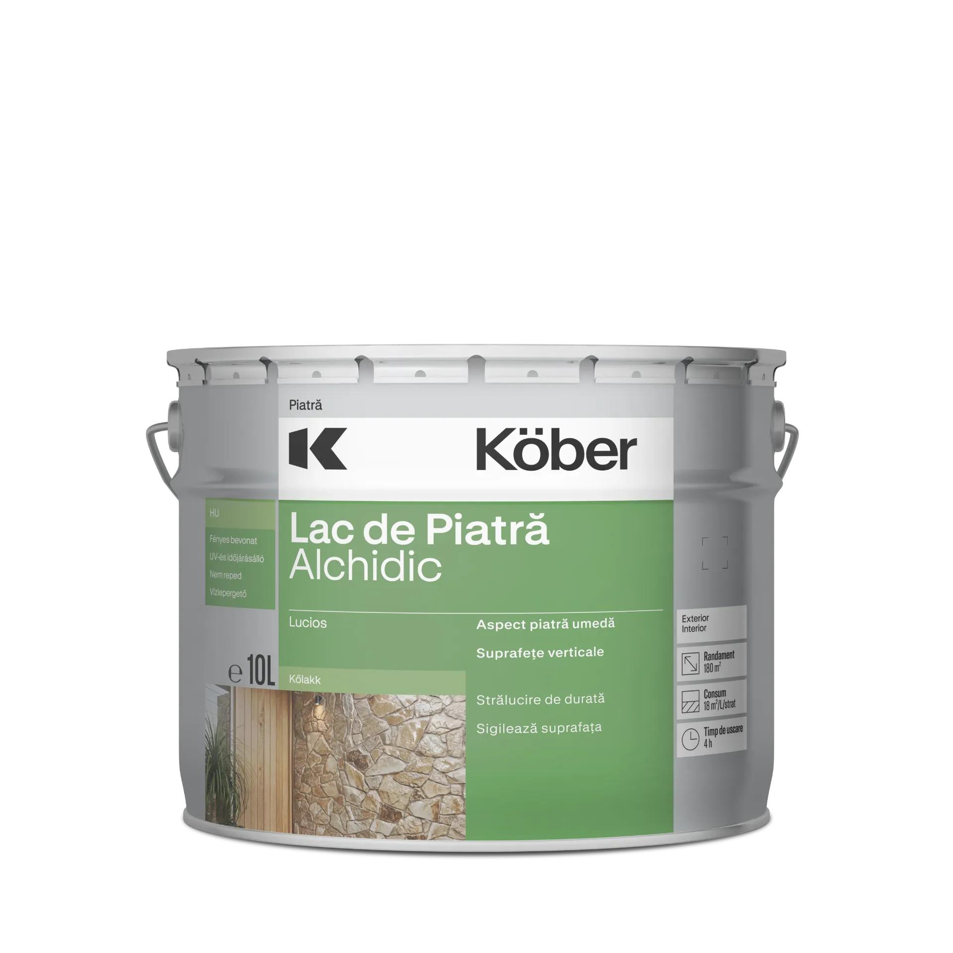 [l5041e-B10l] Lac pentru piatra Ideal, interior/exterior, transparent, 10l Kober
