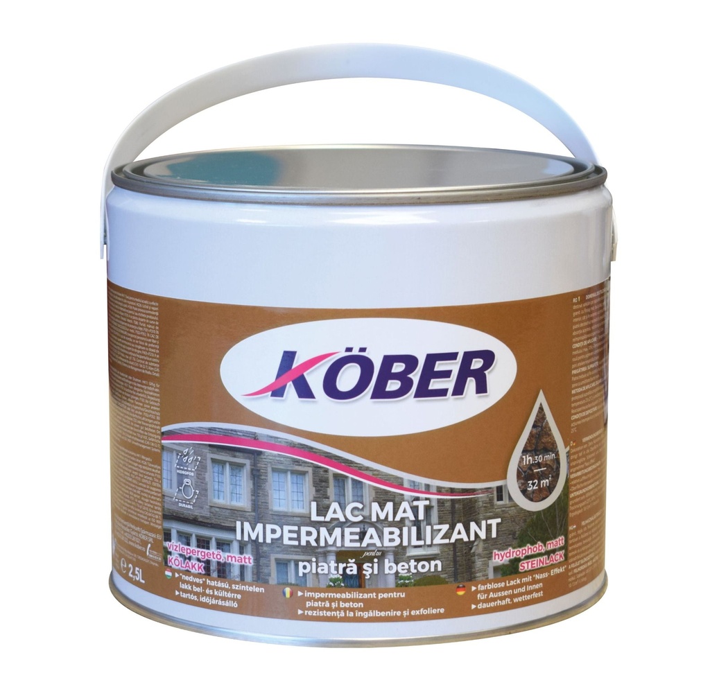 Lac impermeabil pentru piatra si beton Kober, interior / exterior, transparent, 2.5 L