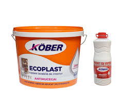 Vopsea lavabila interior, Ecoplast, antimucegai, alba, 15 L + amorsa Kober 3 L