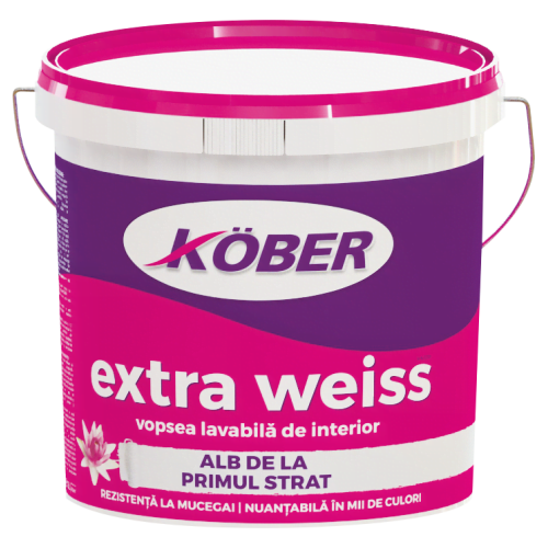 Vopsea lavabila interior, Kober, Extra Weiss, 8.5 litri, alb mat