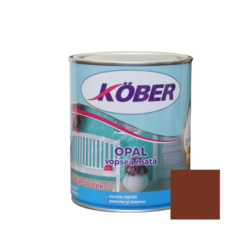 Vopsea alchidica pentru lemn / metal, Kober Opal, interior / exterior, maro ciocolata, 0.75 L