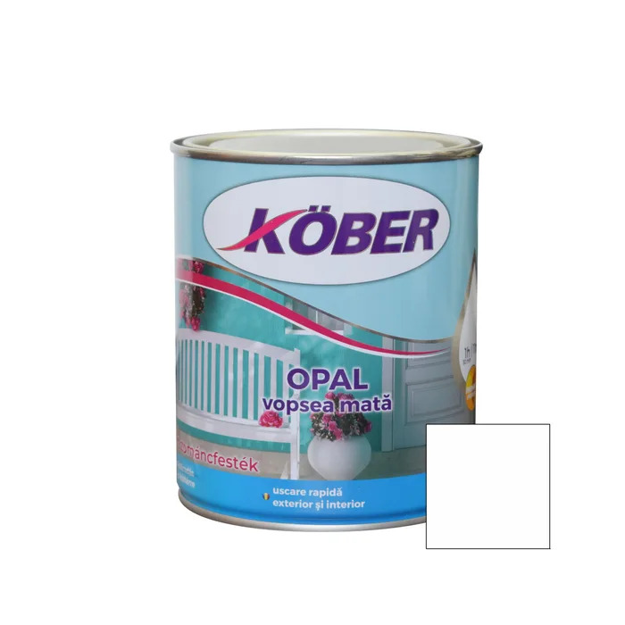 Vopsea alchidica pentru lemn/metal, Opal, interior/exterior, alb, 0.75l Kober