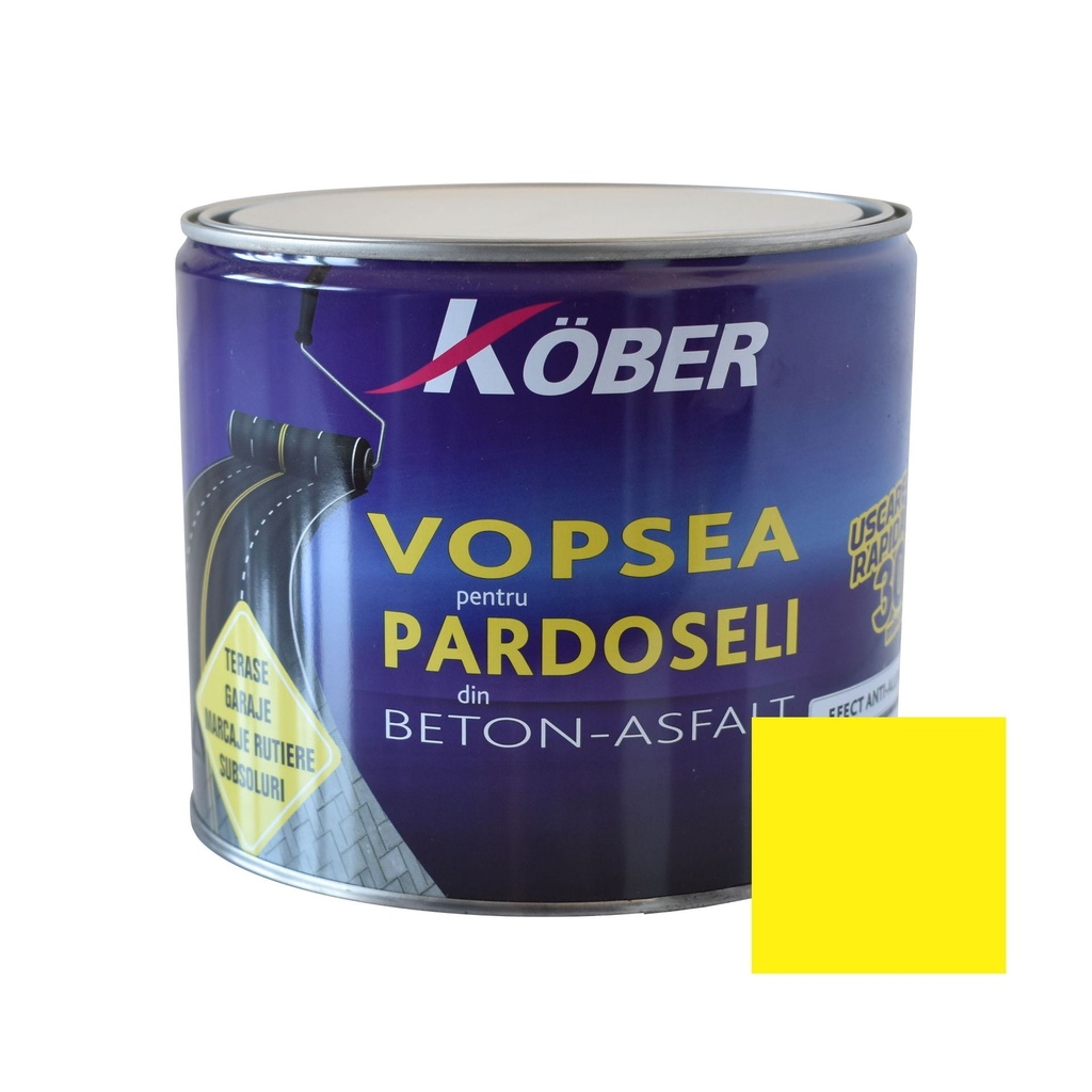 Vopsea acrilica pentru beton, interior/exterior, galben V801023, 2.5l Kober