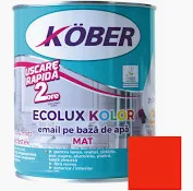 Vopsea pentru lemn / metal, Kober Ecolux Kolor, interior / exterior, pe baza de apa, mat, rosu, 0.6 L
