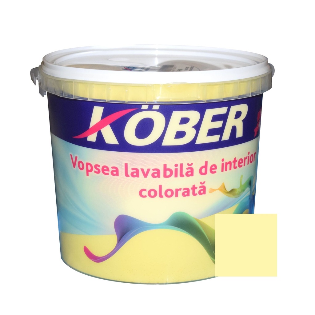 Vopsea lavabila interior, colorata, Kober, galben luminos V8345, 8.5 L