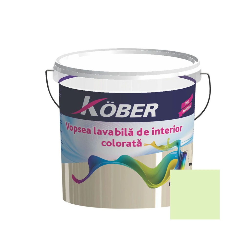Vopsea lavabila interior, Kober, verde mar V8355, 8.5 L