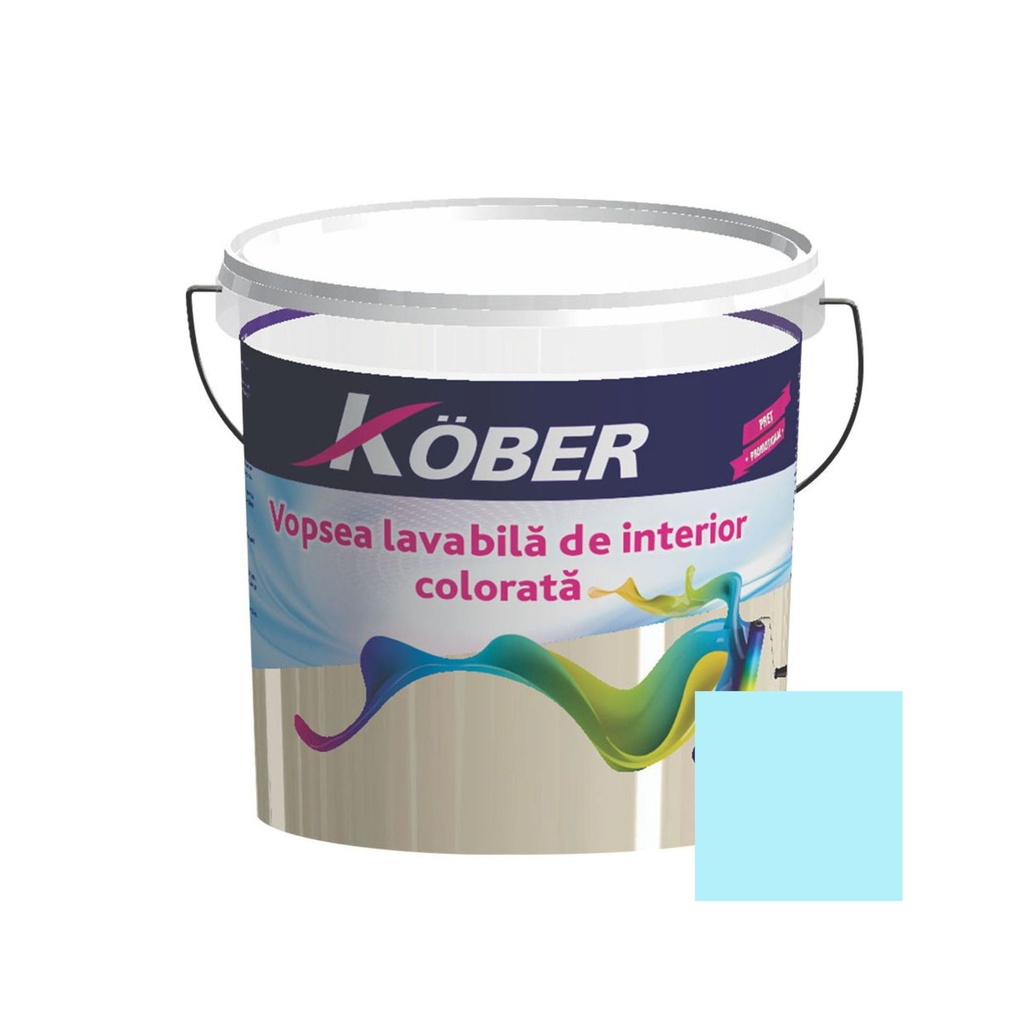 Vopsea lavabila interior, azuriu V8360, 8.5l Kober