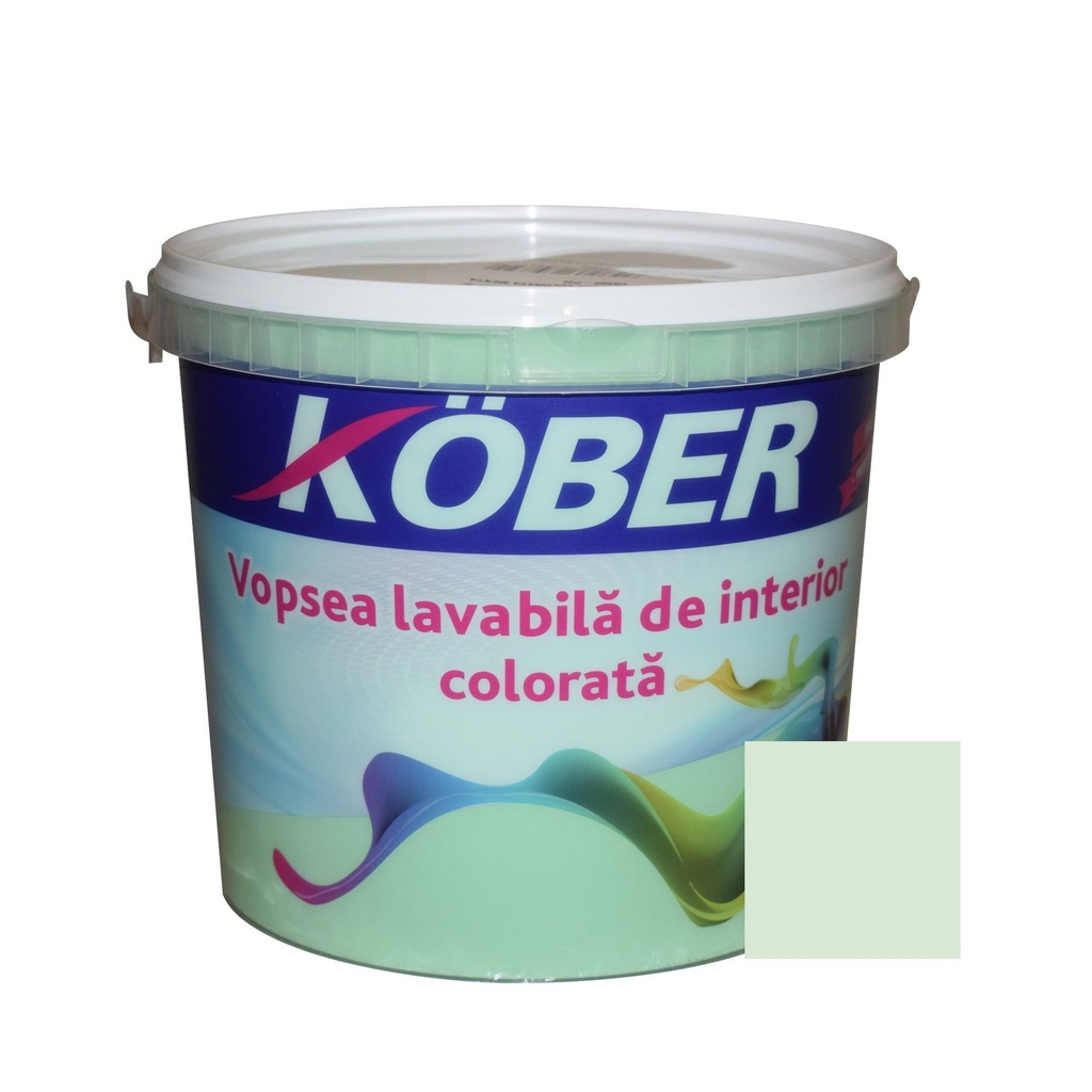 Vopsea lavabila interior, colorata, Kober, menta V8365, 8.5 L