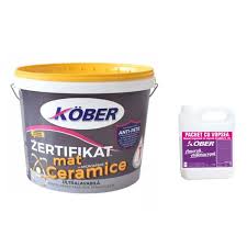 Vopsea ultralavabila Zertifikat cu microsfere ceramice, mat, alba, interior/exterior, 15l Kober