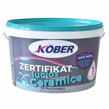 Vopsea ultralavabila Zertifikat cu microsfere ceramice, lucios, alba, interior / exterior, 8.5l Kober