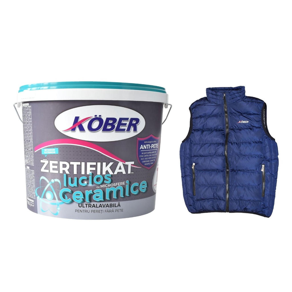 Vopsea ultralavabila Zertifikat cu microsfere ceramice, lucios, alba, interior / exterior, 15 L Kober