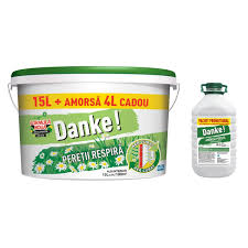 Vopsea lavabila interior, Danke - peretii respira, alba, 15 L + amorsa Danke 4 L