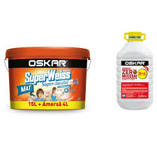 Vopsea superlavabila interior, Oskar Superweiss Super, anti-mucegai, alb, 15 L + amorsa Oskar Zero Mucegai, 4 L