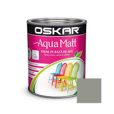 Vopsea pentru lemn / metal, Aqua Matt, interior / exterior, pe baza de apa, gri urban, 0.6l Oskar