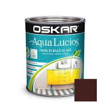 Vopsea pentru lemn / metal, Aqua Lucios, interior / exterior, pe baza de apa, maro nomad, 0.6l Oskar