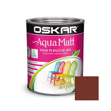 Vopsea pentru lemn / metal, Aqua Matt, interior / exterior, pe baza de apa, maro clasic, 0.6l Oskar