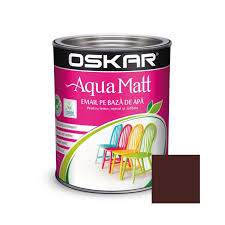 Vopsea pentru lemn / metal, Aqua Matt, interior / exterior, pe baza de apa, brun puternic, 0.6l Oskar