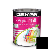 Vopsea pentru lemn / metal, Aqua Matt, interior / exterior, pe baza de apa, negru minimalist, 0.6l Oskar