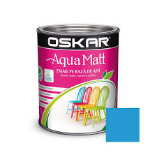 Vopsea pentru lemn / metal, Aqua Matt, interior / exterior, pe baza de apa, albastru acvatic, 0.6l Oskar 