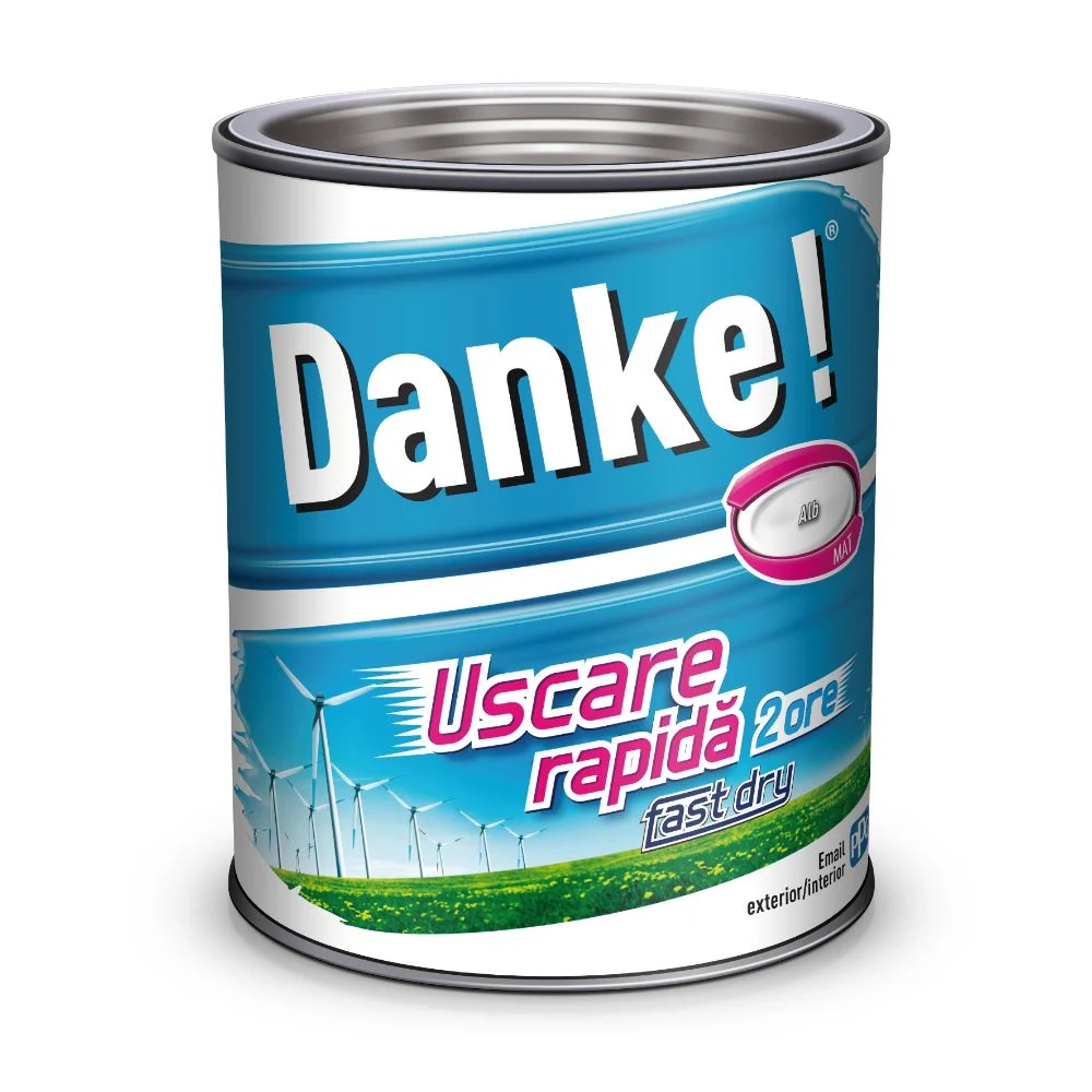 Vopsea alchidica pentru lemn / metal, Danke, exterior, alb mat, 0.75 L