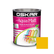 Vopsea pentru lemn / metal, Aqua Matt, interior / exterior, pe baza de apa, galben pret-a-porter, 0.6l Oskar