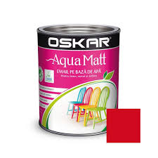 Vopsea pentru lemn / metal, Aqua Matt, interior / exterior, pe baza de apa, rosu pasional, 0.6l Oskar