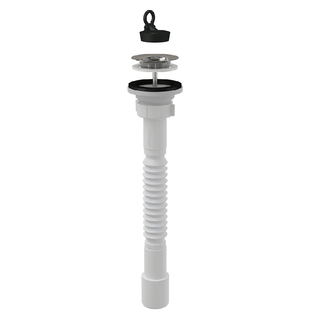 Ţeavă flexibilă 5/4"×32/40, cu piuliţă plastic + Ventil lavoar 5/4" cu sită din oţel inoxidabil DN63 Alca Plast