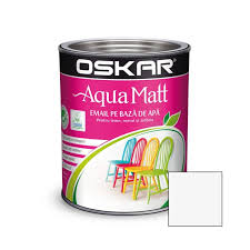 Vopsea pentru lemn / metal, Aqua Matt, interior / exterior, pe baza de apa, alb contemporan, 0.6l Oskar