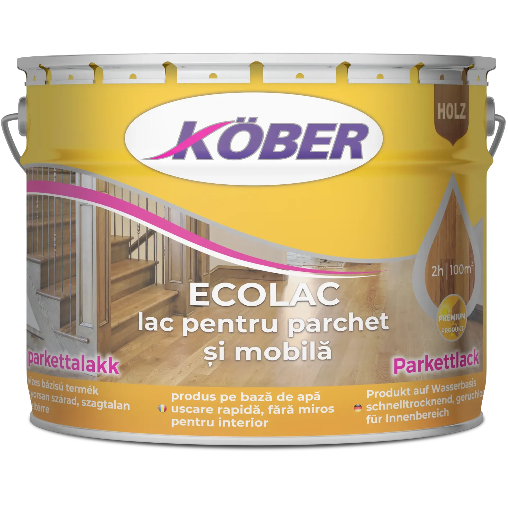 [l8301wl-10l] Lac pentru parchet Ecolac L8301, transparent, 10l Kober