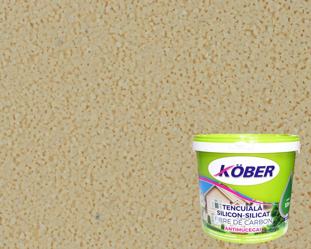 Tencuiala structurata Profesional Silicon-Silicat cu adaos de fibre de carbon Ananas Bob de orez, 25kg Kober