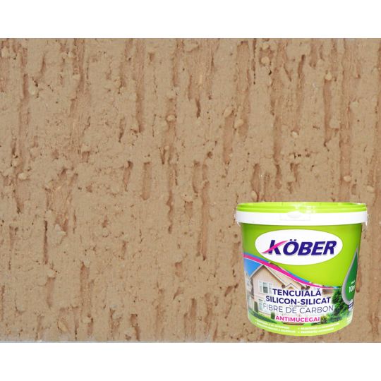 Tencuiala structurata Profesional Silicon-Silicat cu adaos de fibre de carbon cappuccino Bob de orez, 25kg Kober