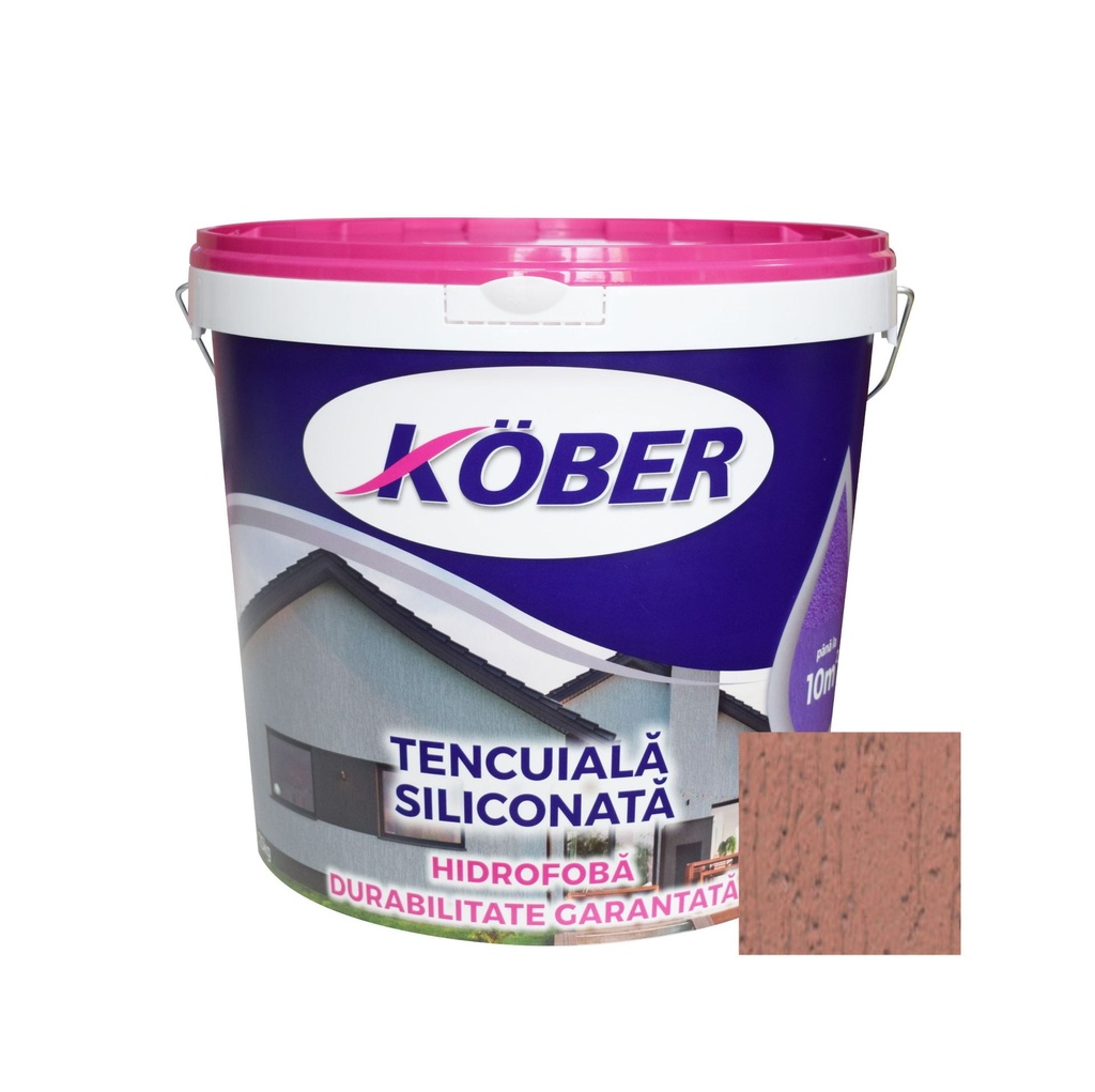 Tencuiala decorativa siliconata Profesional, 1.5mm, structurata, aspect scoarta de copac, arabica, interior/exterior, 25kg Kober