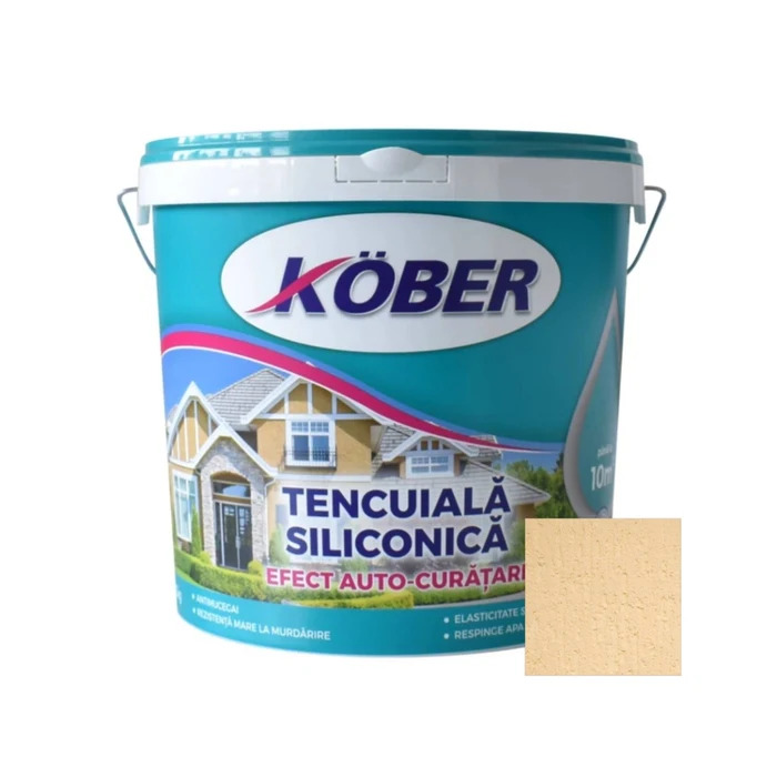 Tencuiala decorativa siliconica Kober Professional, 1.5 mm, structurata, aspect scoarta de copac, Cairo C052, interior / exterior, 25 kg