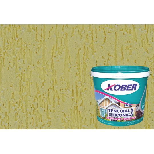 Tencuiala decorativa siliconica Kober Professional, 1.5 mm, structurata, aspect scoarta de copac,Nisa, interior / exterior, 25 kg