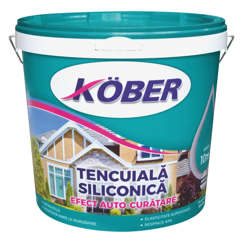 Tencuiala decorativa siliconica Kober Professional, 1.5 mm, structurata, aspect scoarta de copac, alba, interior / exterior, 25 kg