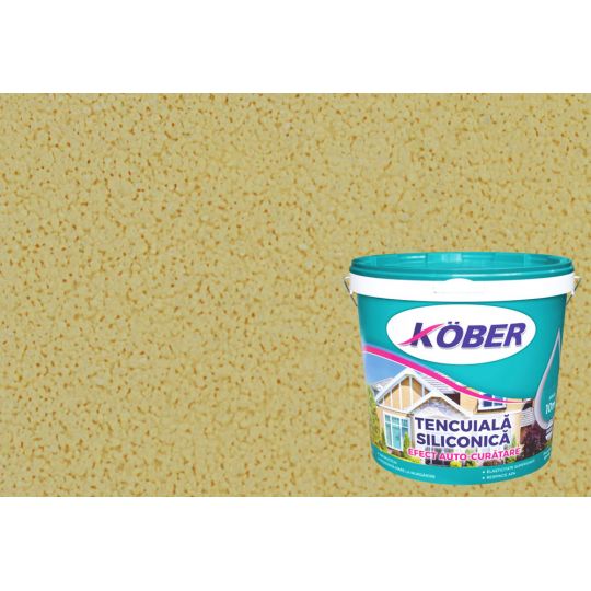 Tencuiala decorativa siliconica Kober Professional, 1 mm, structurata, aspect bob de orez, Cairo C052, interior / exterior, 25 kg
