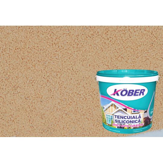 Tencuiala decorativa siliconica Kober Professional, 1.5 mm, structurata, aspect scoarta de copac, Toscana, interior / exterior, 25 kg
