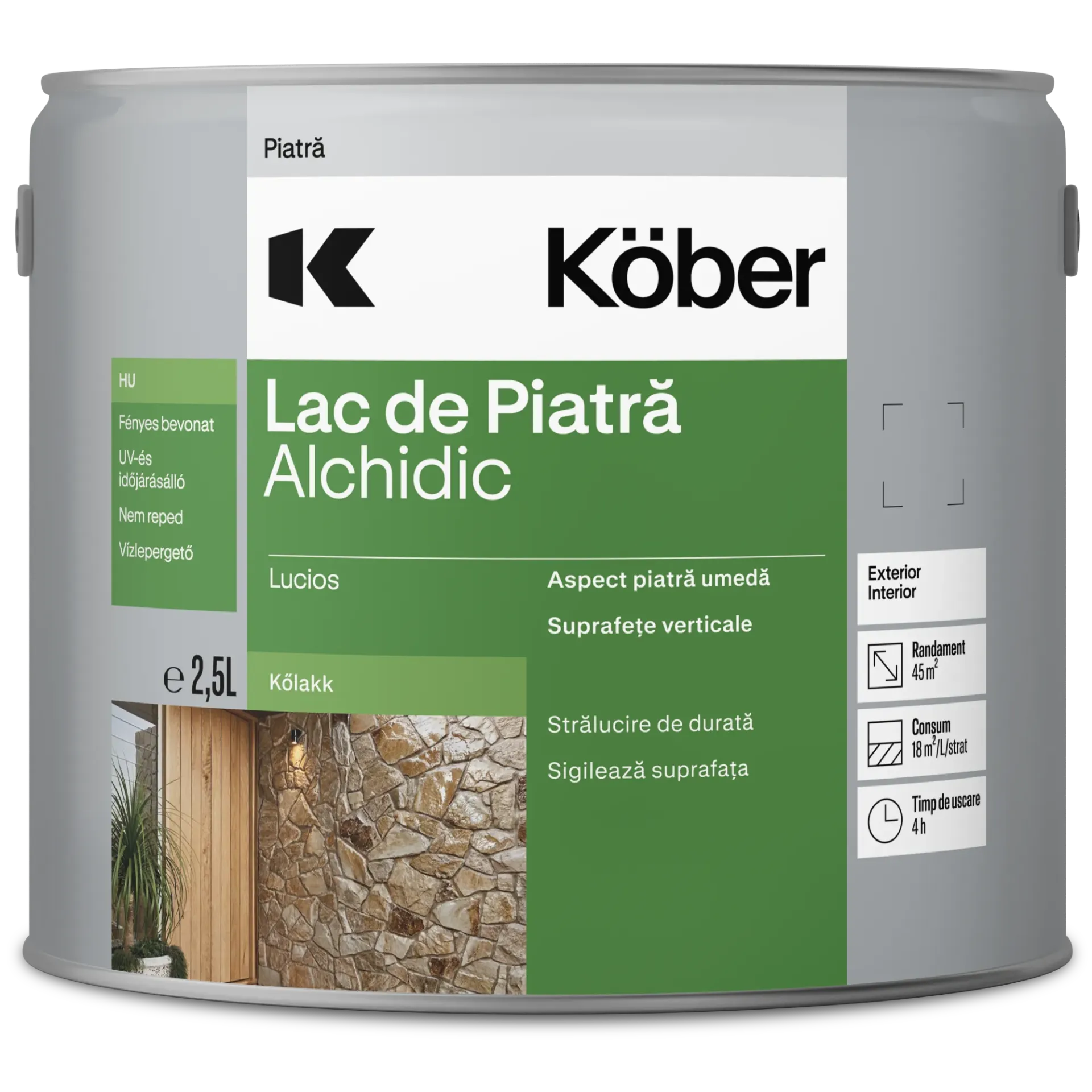 [l5041e-c2.5l] Lac pentru piatra Ideal, interior/exterior, transparent, 2.5l Kober